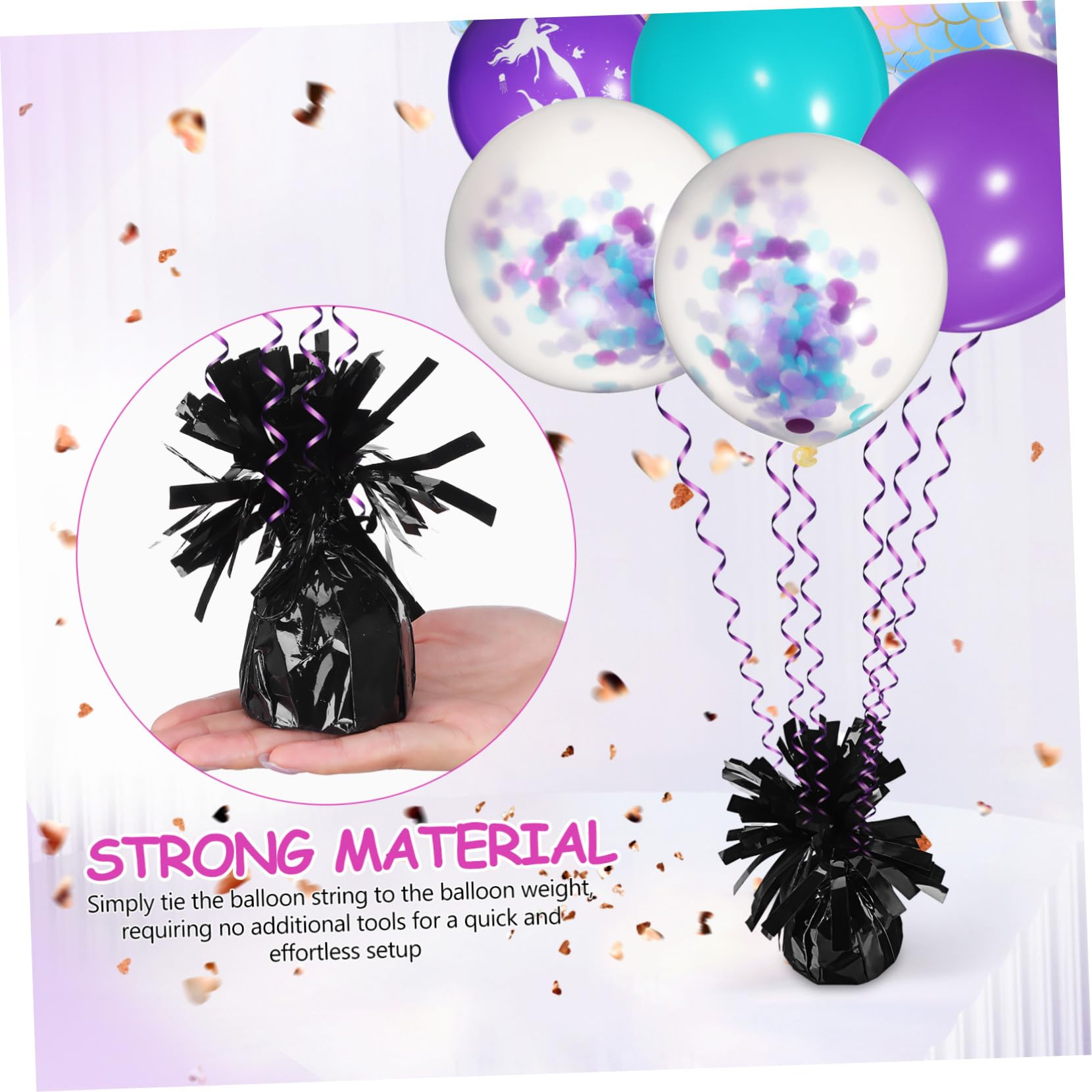 DOITOOL 8 Stück Teiliges Ballongewicht- Schwarze Wiederverwendbar Robust Vielseitig für Hochzeit Geburtstag Partydekoration Stabilisiert Helium Luftballons Einfache Anwendung ohne Werkzeug
