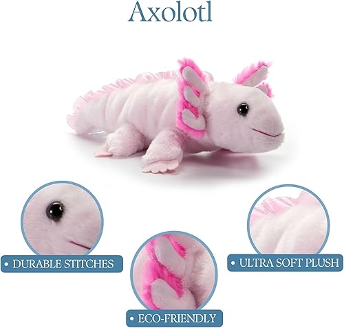 Miniatura 6 de The Petting Zoo Axolotl - Peluche de animal de peluche, regalos para niños, animales marinos Scoopz, juguete de peluche de salamandra rosa, 8