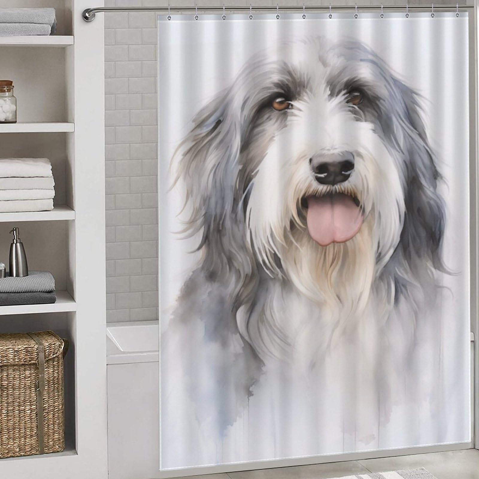 Rideau de douche anti-moisissure Bearded Collie pour protéger la salle de bain