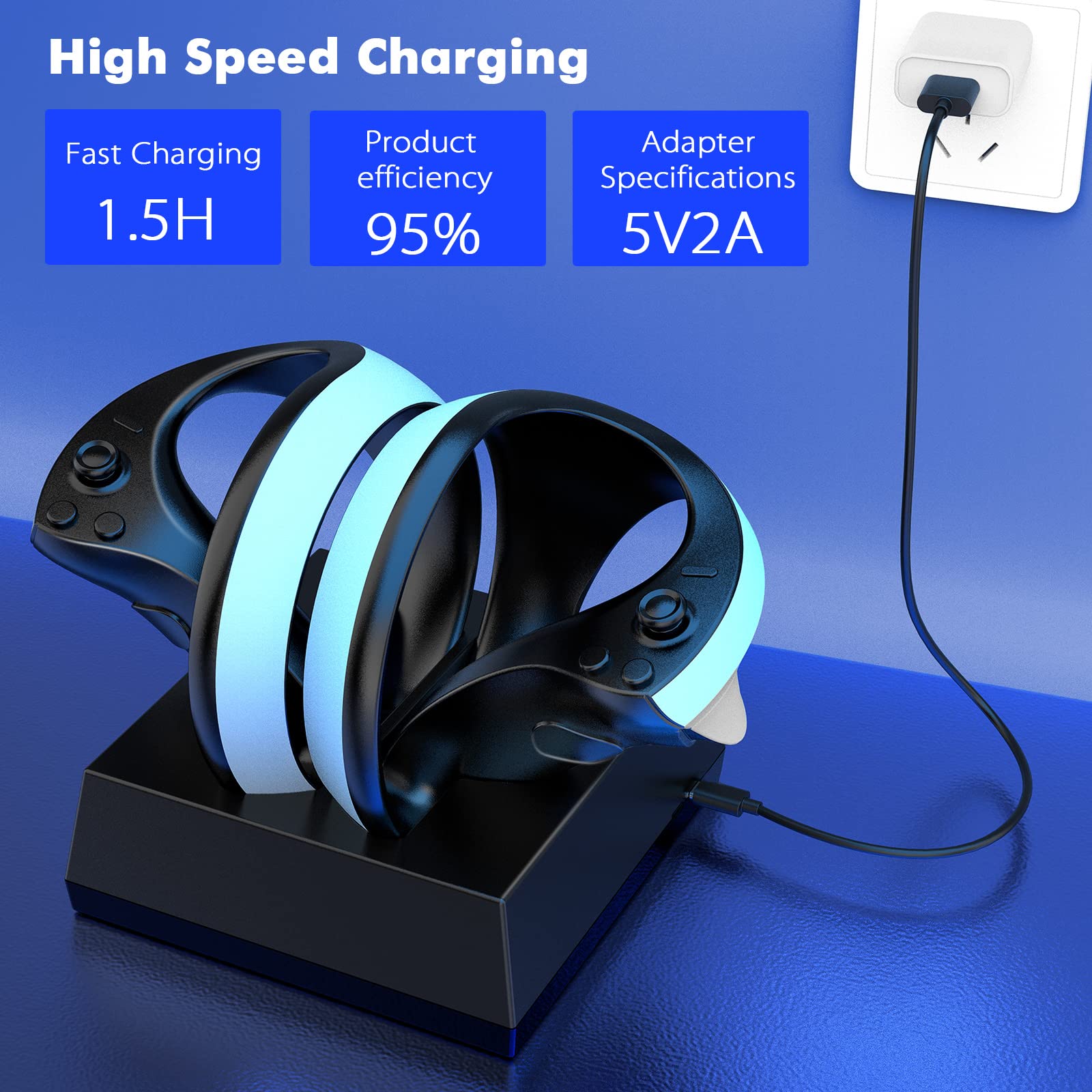 ECHTPower Station De Charge PS VR2, Base De Chargeur Pour Manette Playstation VR2 Sense Avec