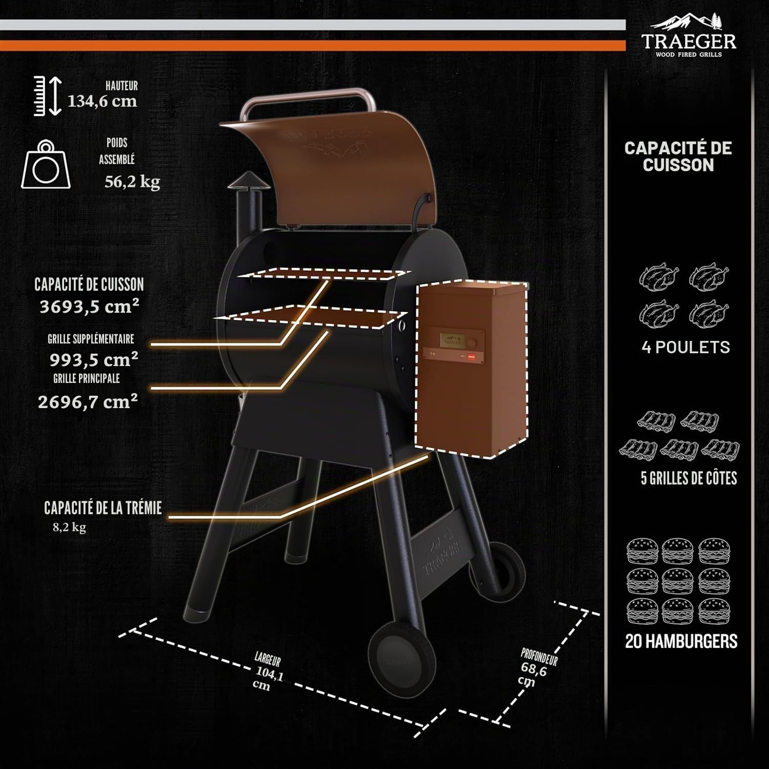 Pellet BBQ Pro 575 with WiFIRE® Technology and precise temperature control -...