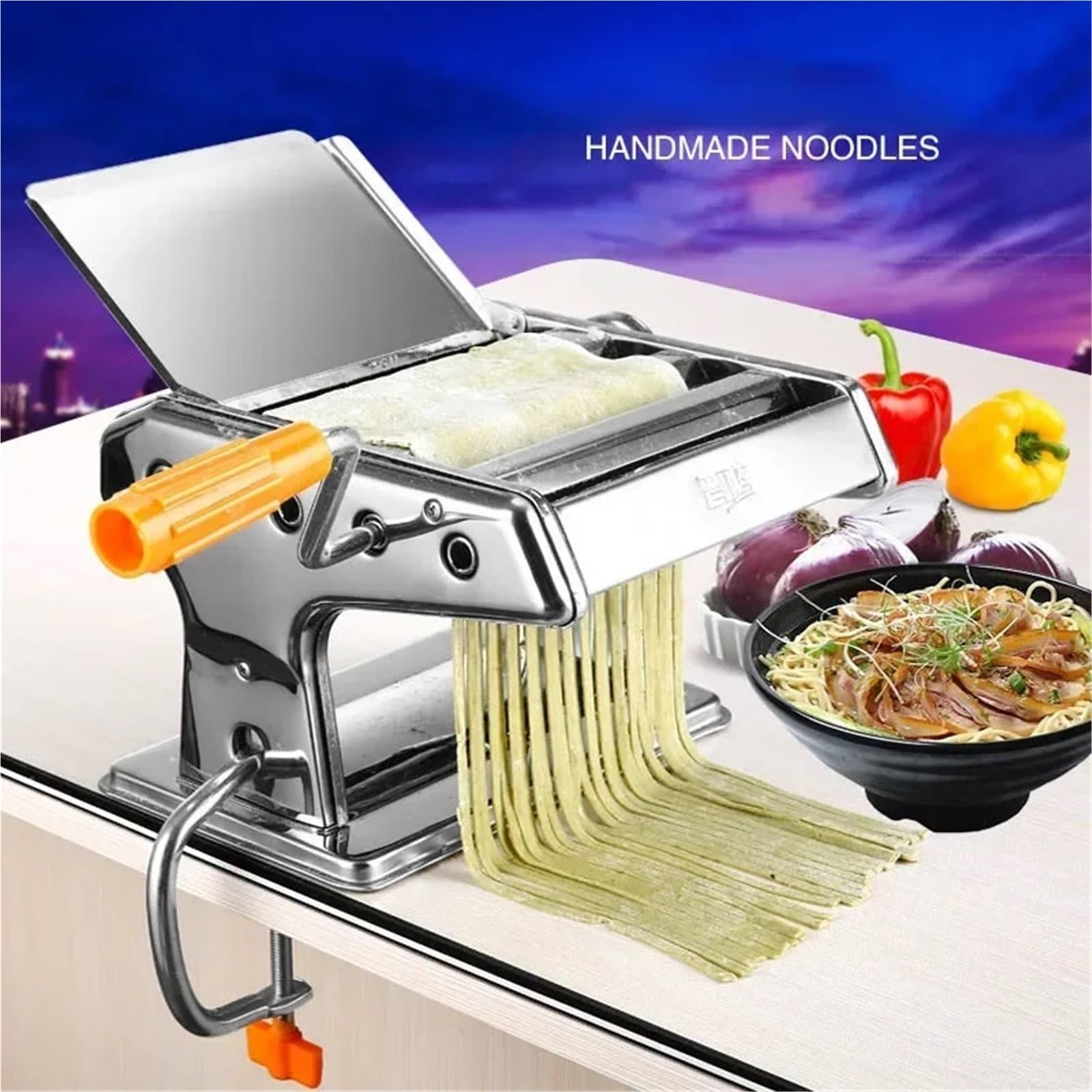 Amasadora manual para pasta Máquina de pasta doméstica pequeña, máquina manual fideos multicinética, herramientas cocina acero inoxidable for el hogar