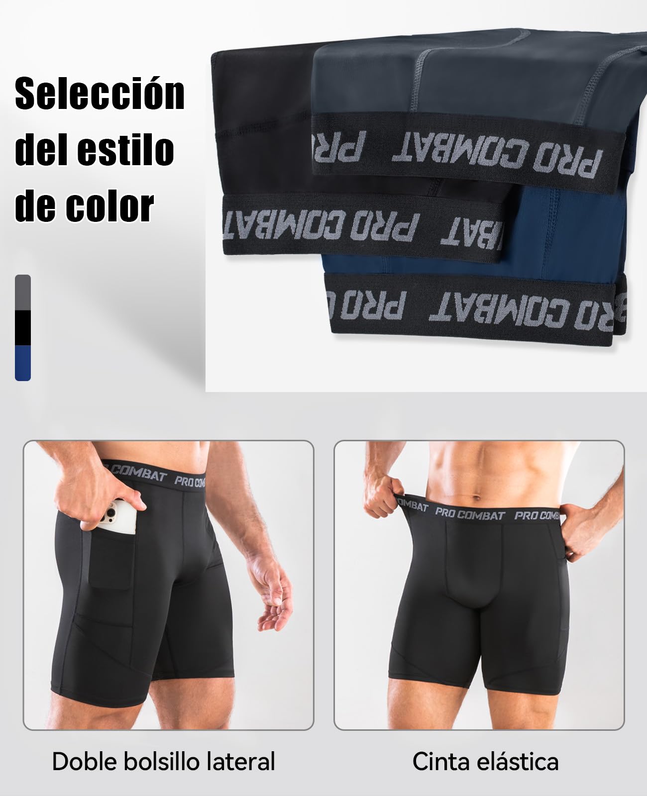 Niksa 1/3 Piezas Mallas Running Hombre Mallas Cortas Hombre Pantalones Cortos Entrenamiento con Bolsillo para Celular Secado Rápido Transpirable Pantalones Cortos
