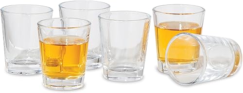 Oggi Vasos de chupito con base pesada, juego de 6 vasos de chupito de vidrio real, diseño fresco y clásico, regalos ideales para padrinos de boda,
