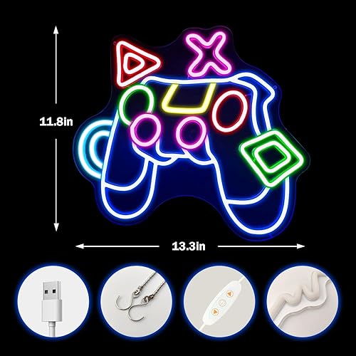 Miniatura 3 de Letrero de neón regulable con forma de juego para decoración de pared, luces LED de neón para videojuegos, habitación de jugadores, dormitorio,