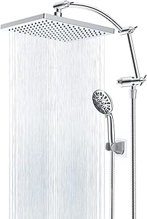 Hibbent High Pressure 10 Inch Rainfall Shower Head/Handheld Showerhead Combo/Adjustable Shower Extension Arm,7-Spray,71 Inch Shower Hose,Chrome