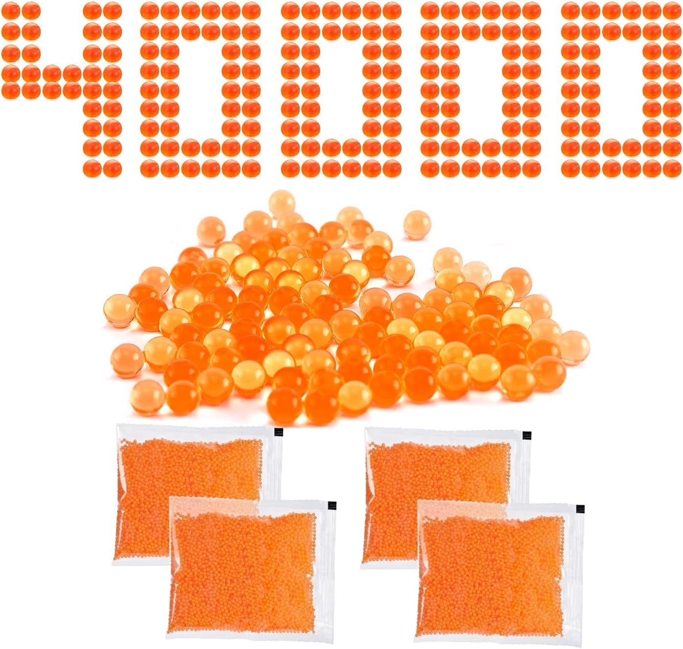 Gel Ball Blaster Ammo Splat Refill (7-8 mm, 4 Pack,10,000 Pieces Per Pack), Gel Splatter 7.5mm Blaster Bullets, Compatible with Gel Refill Blaster, Golden, for Ages 14+