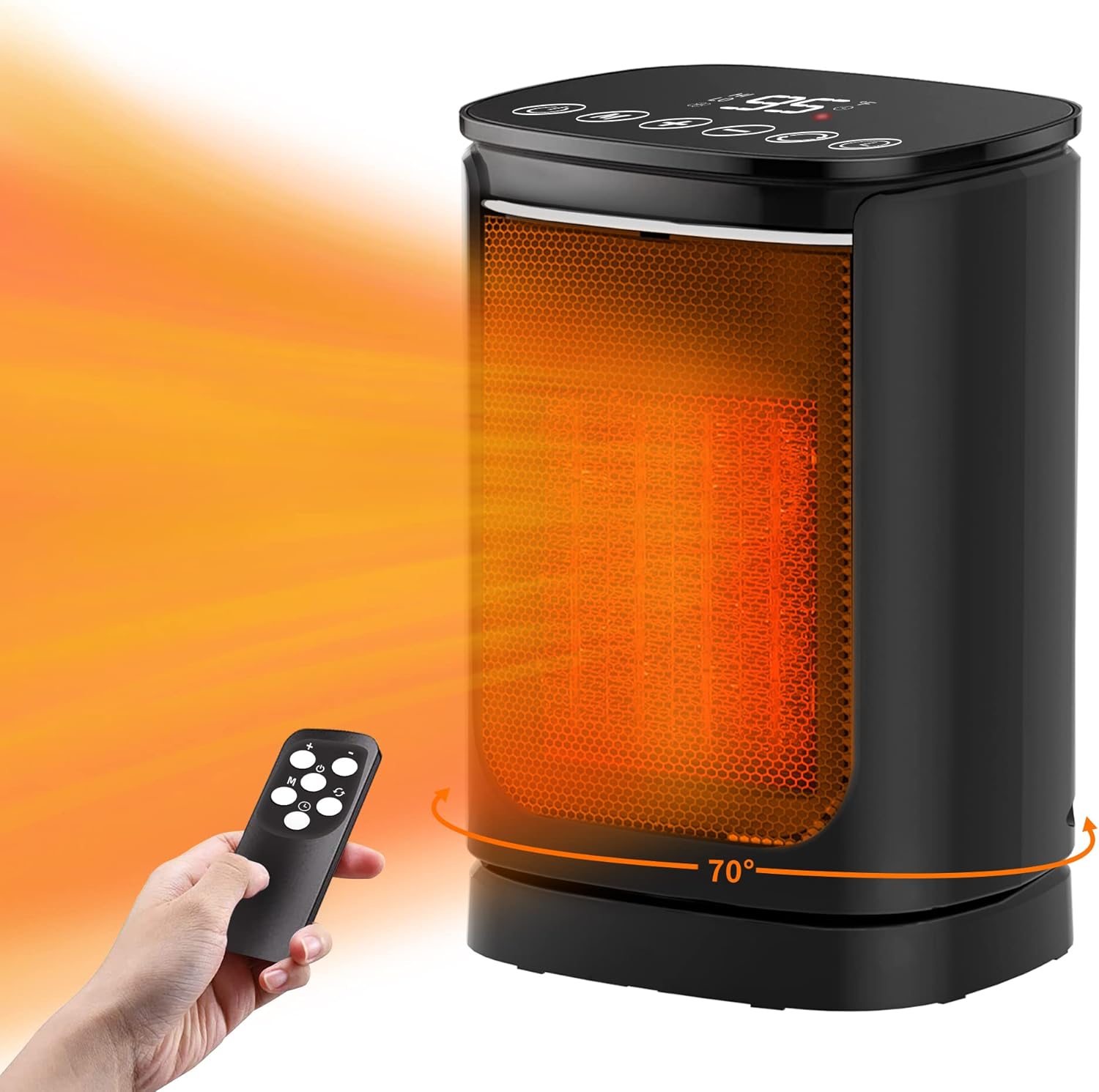 HEKIWAY Space Heater, 1500W Portable Ceramic Heaters with Thermostat, 3