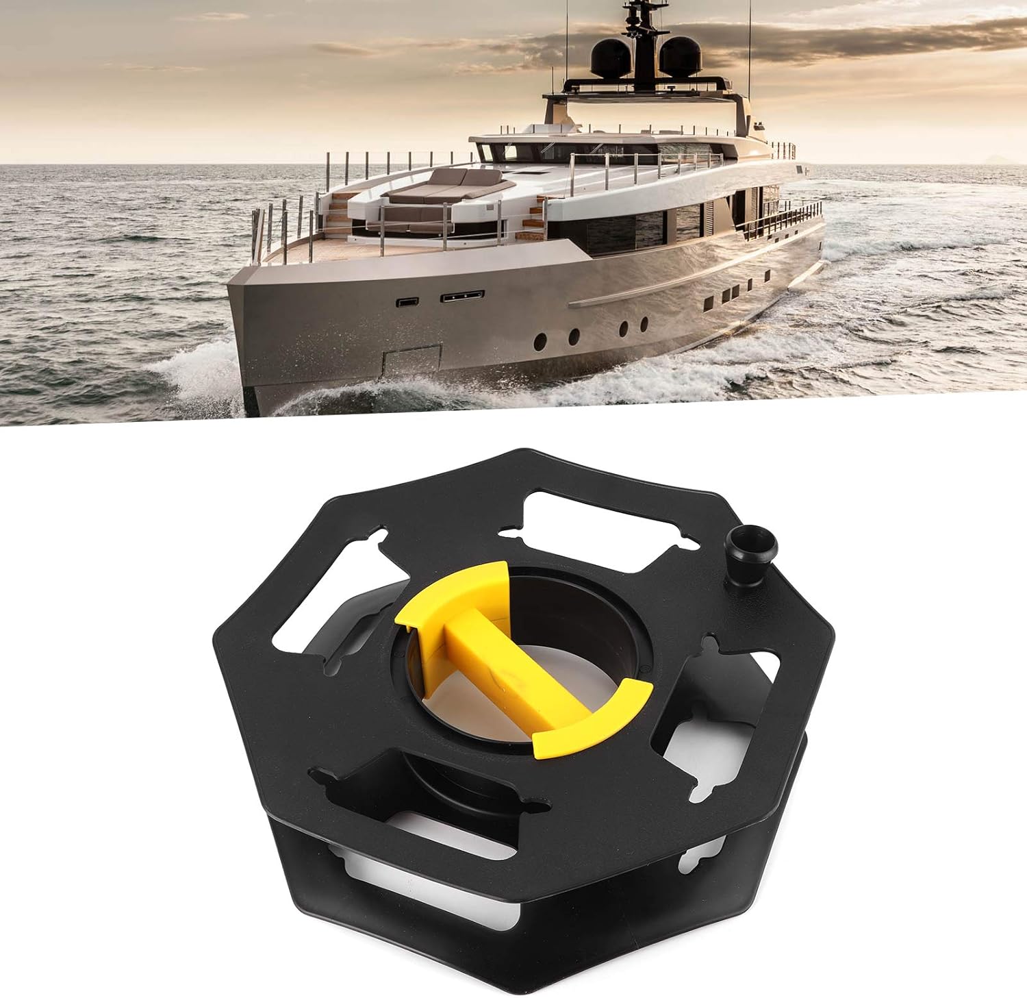 Sturdy Cable Storage Reel Easy to Grip Handle Wire Extension Tidy Frame Roll Up Stand Holds Up to 100 Feet for 25m Lines Yacht RV Accessory Black and Yellow