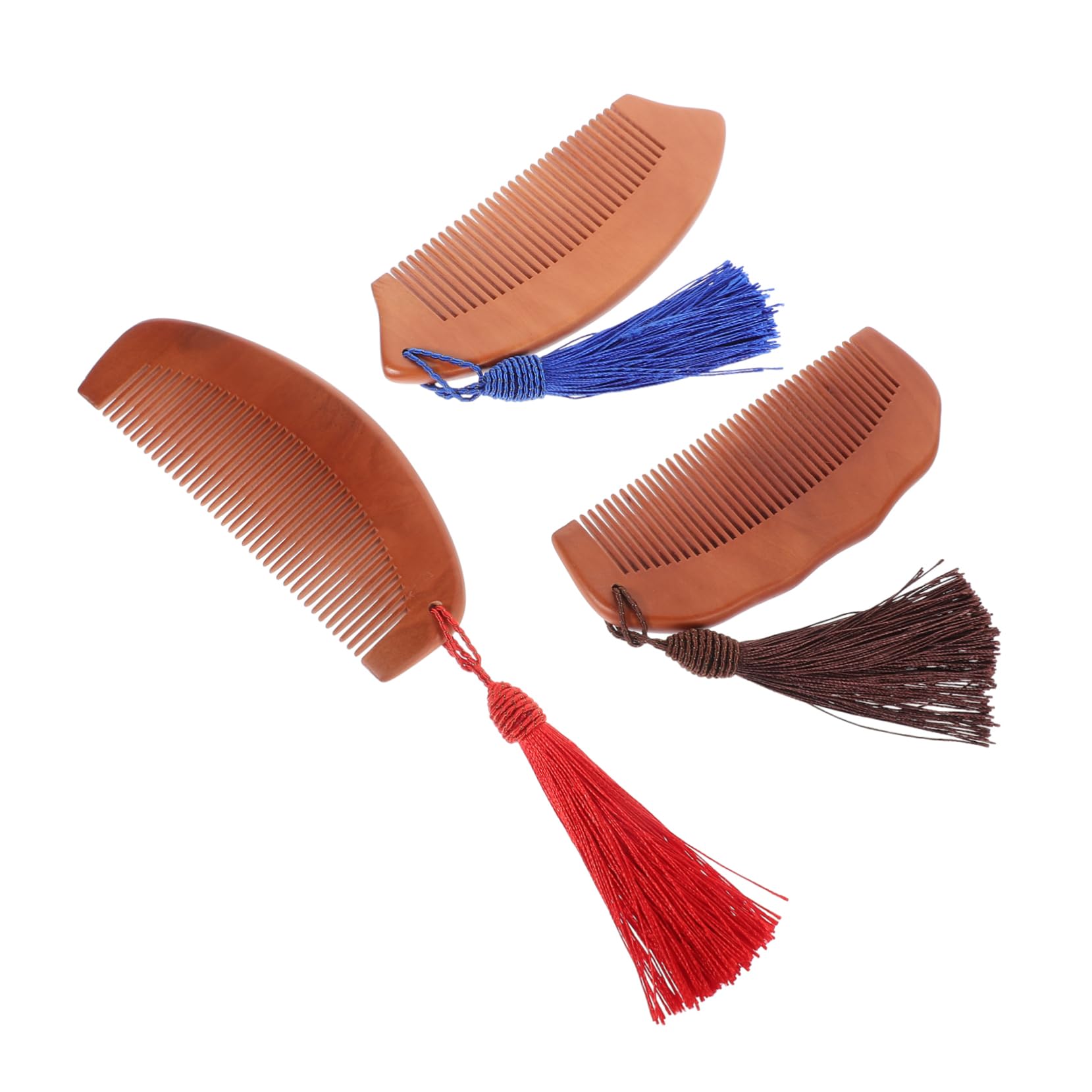 Peigne en bois portable en lot de 3 pour un massage antistatique au quotidien