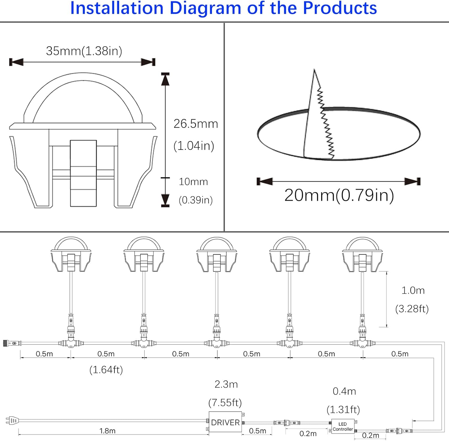 LED Outdoor Deck Lights with Photocell, RGB Φ1.38in Low Voltage 12V DC IP65 Waterproof, Remote Dimmable Multi Color Change, Electric Wired Recessed Stair Step Landscape Lighting, 8 Pack Black