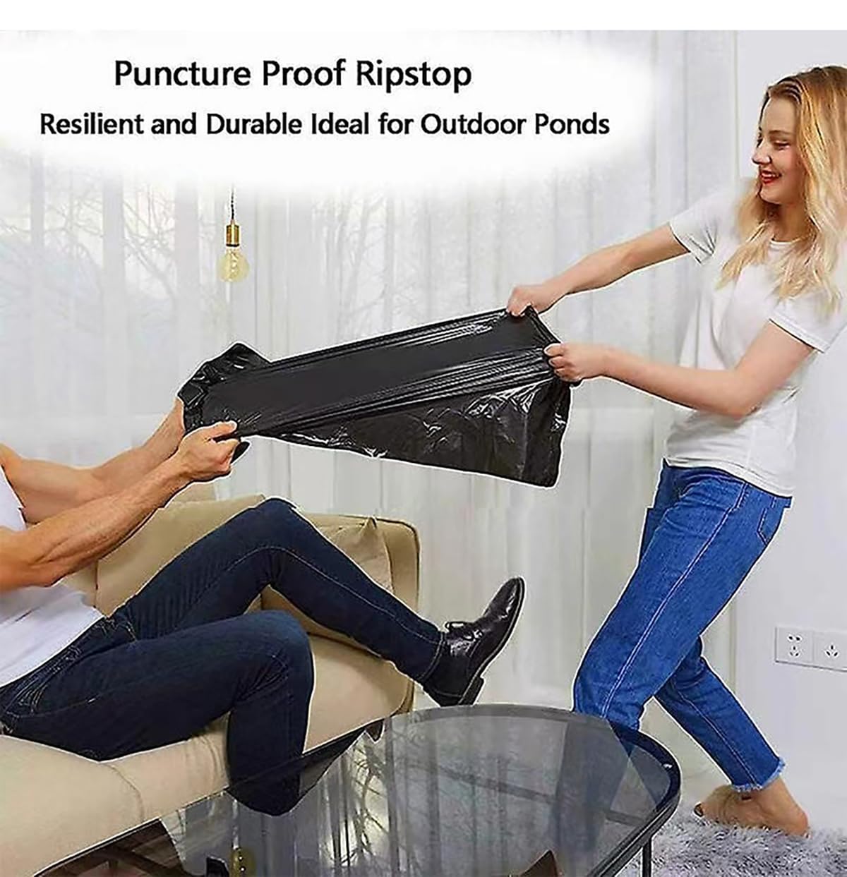 Revestimiento de Estanque de HDPE Revestimiento de Estanque Grande Espesor 0.4mm Membrana Reforzada paisajismo Resistente al desgarro para Fuentes de Agua y Jardines(Size:7mx10m)