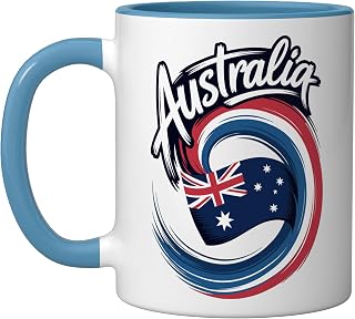 Australia Heritage Proud Australian Roots Culture Aussie Ceramic Mug, Blue/White