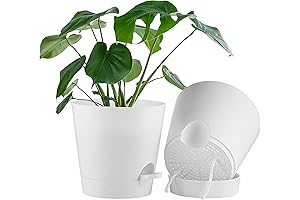 FaithLand 2-Pack 9 Inch White Self-Watering Planters With Deep Reservoirs - For...