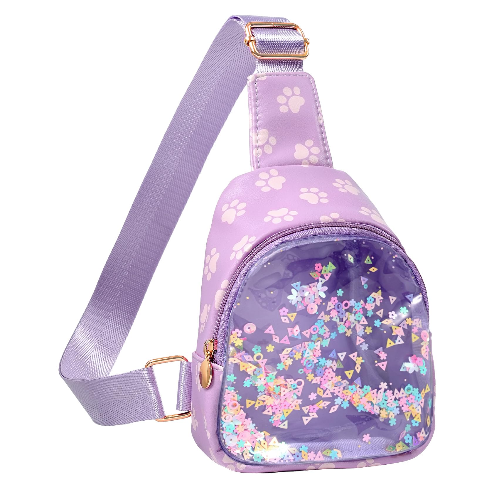 COSHAYSOO Little Girls Paw Print Purse Cute Sling Crossbody Bag for Toddler Preschool Kids Girls 2 3 4 5 6 Year Old Graduation Birthday Gifts Fashion Daily Travel Trip Favor Purple Accessories