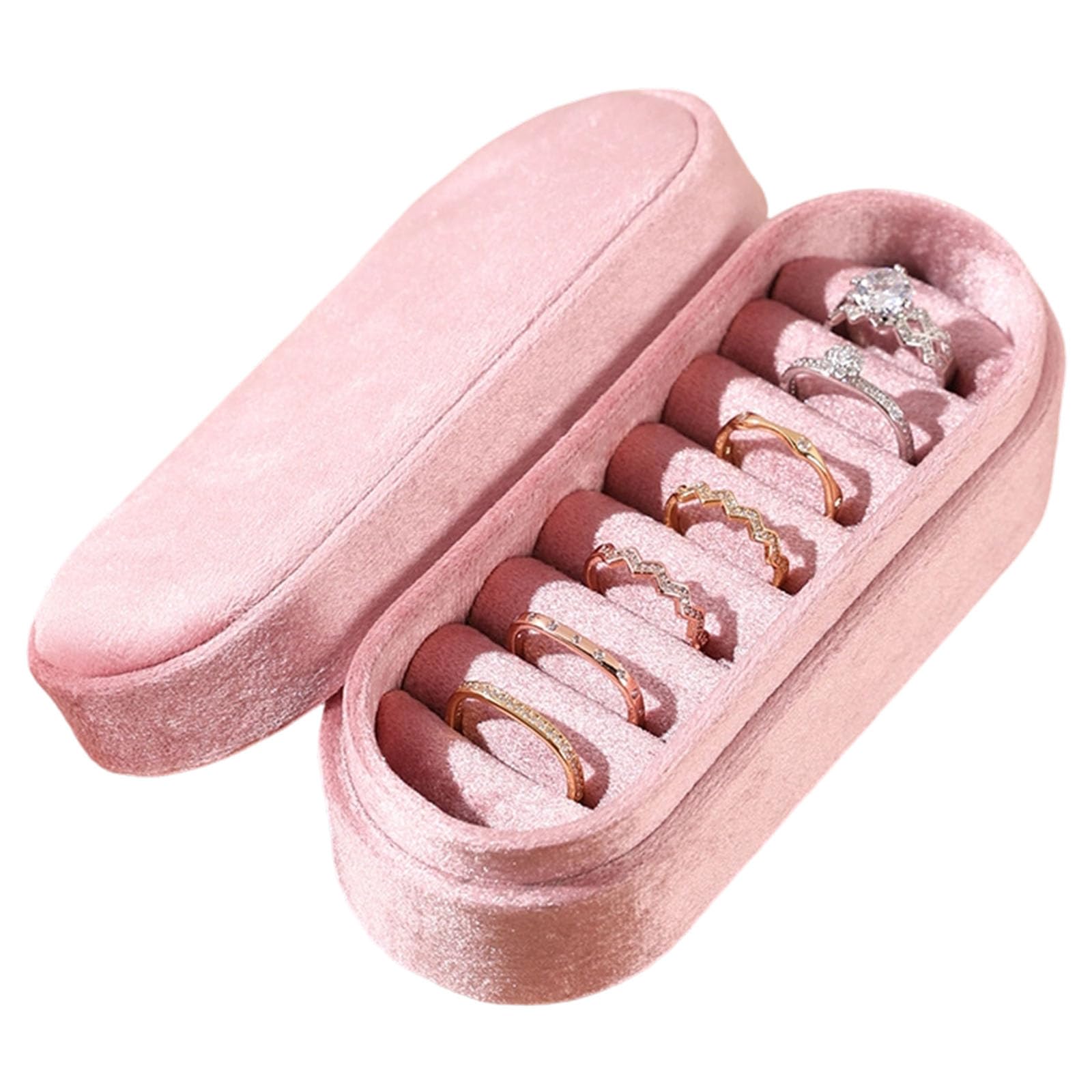 ZBIianxer Color Optional Velvety Hard Shell Jewelry Storage Box with Secure Dividers for Organized Necklace Keeping Crush Jewelry Container
