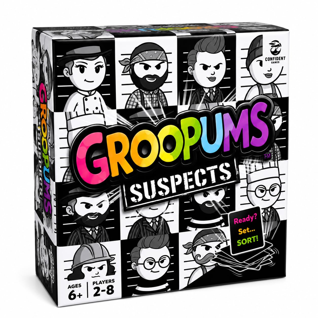 Groopums: Suspects Card Game | Fast Family Game for Ages 6+ | 2-8 Players