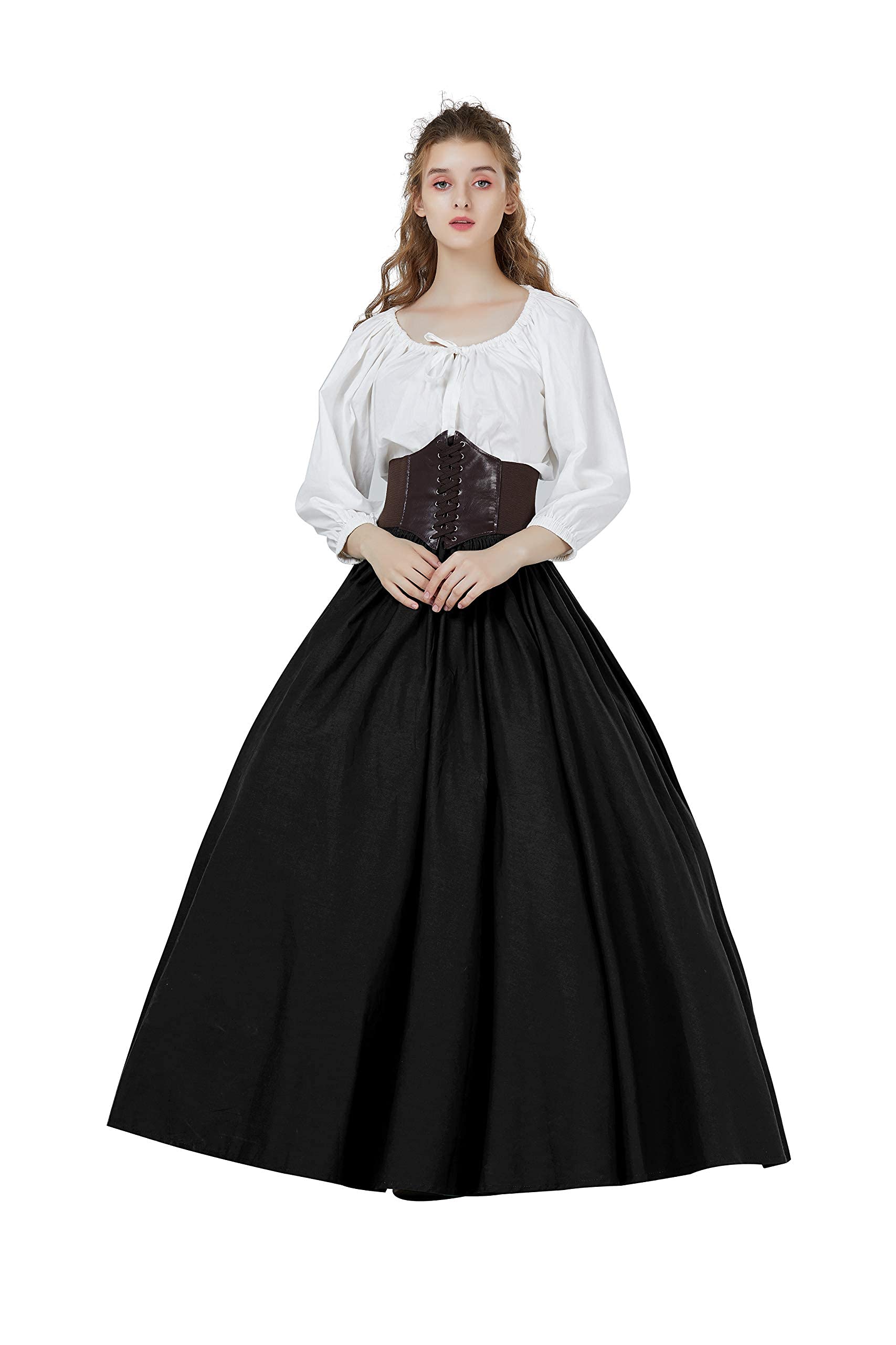 BEAUTELICATE Victorian Dress Renaissance Skirt Gypsy Long Maxi Medieval Skirt A-line Full Length