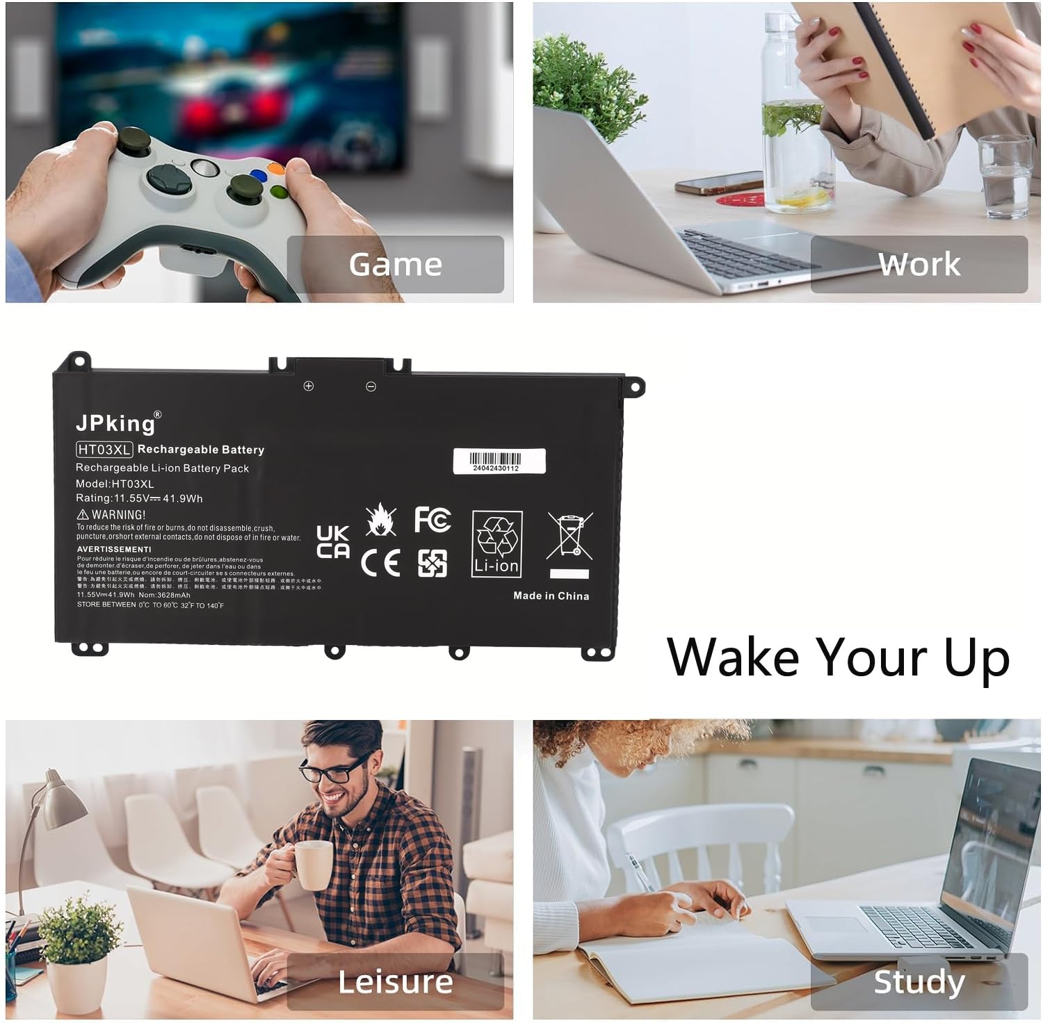 JPking HT03XL Batteria per laptop HP Pavilion 250 G7 255 G7 14-CE 14-CF 14-CK 14-cm 14Q-CY 14S-CF 15-CS 15-CW 15-DA 15-CR 15-CU 17-by 255 G5 348 L11421-542 HSTNN-LB8M 17-CA Series HSTNN-1B80