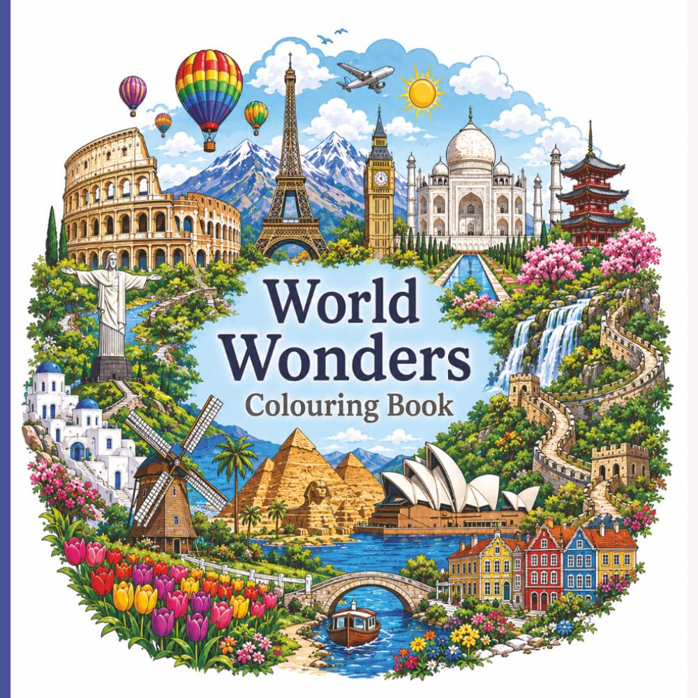 World Wonders Colouring Book: 40 Beautiful Landmarks & Travel Scenes to Colour