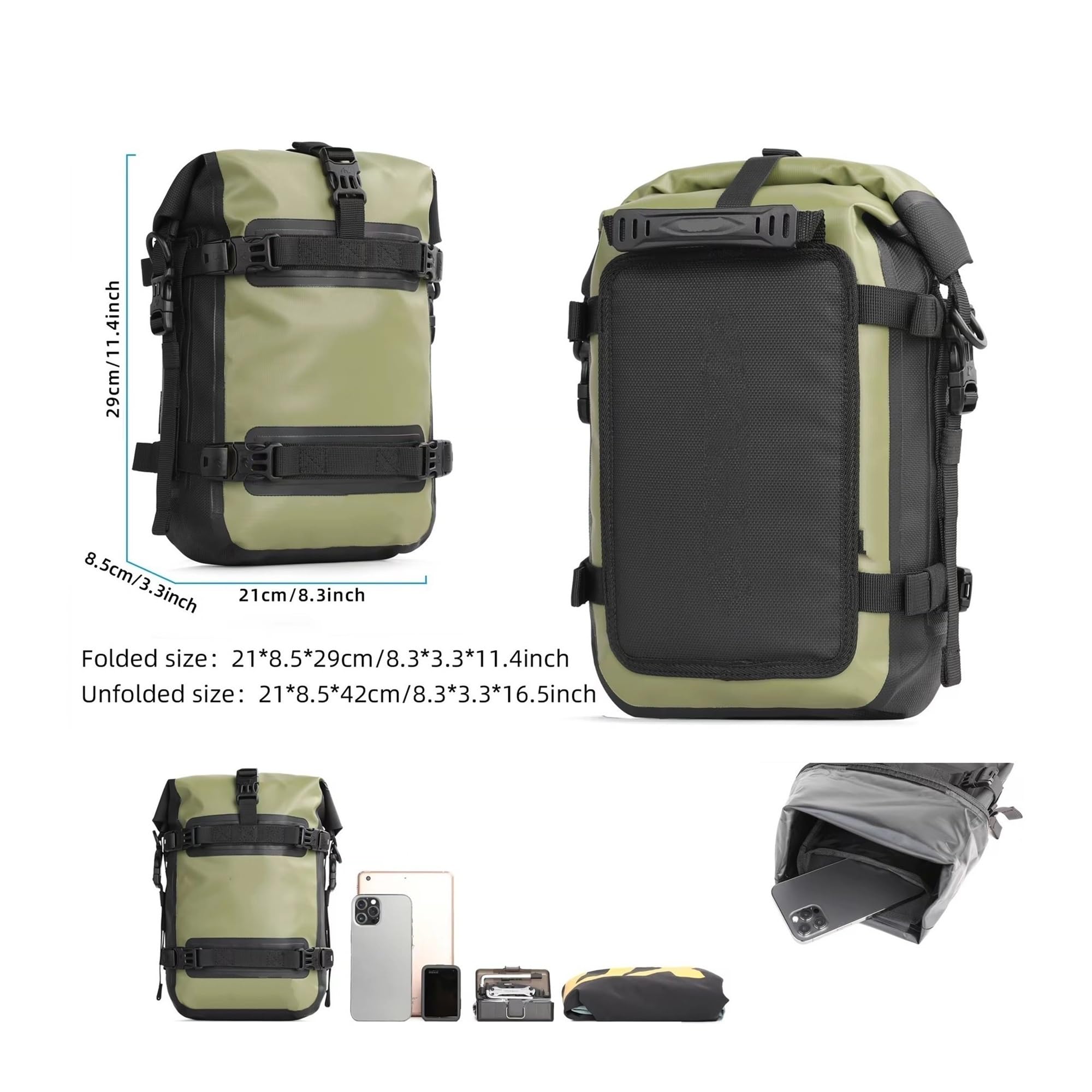 Per ADV 6L Serbatoio Impermeabile Moto Sedile Portatile Sella Motore Valigia Borsa Paraurti Borse Da Sella Per Moto(6L-Green)