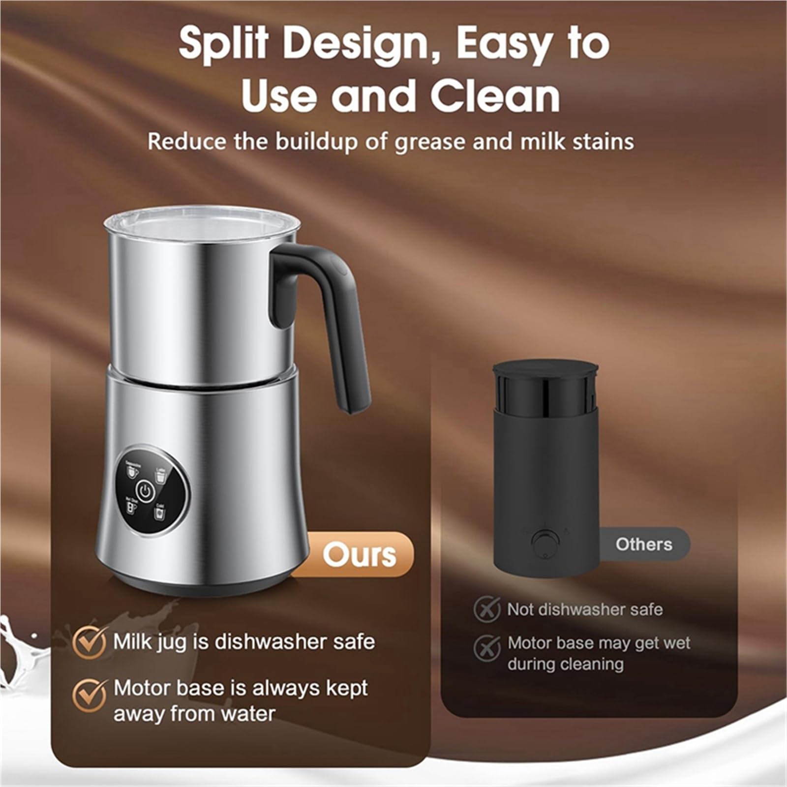 Elektryczny spieniacz do mleka 4 w 1, do kawy, 900 ml, automatyczny spieniacz do ciepłej i zimnej pianki, do latte cappuccino, macchiato
