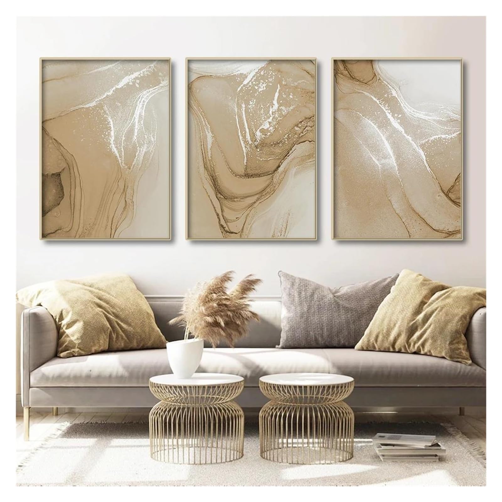Tableau Déco Nature Boho Beige en toile abstraite moderne pour décoration salon maison 40x60cm