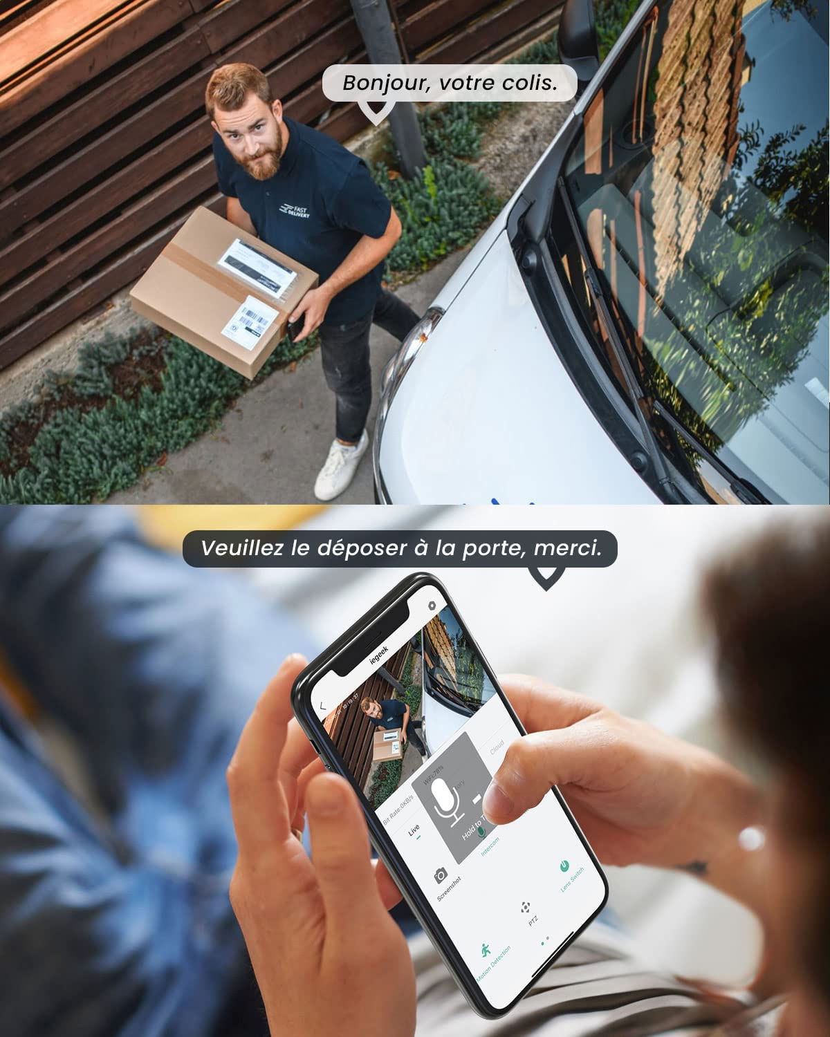 ieGeek 2K Camera Surveillance WiFi Exterieure, 360° Camera IP Compatible avec 2.4Ghz/5Ghz, Vision Nocturne Couleur, Détection Humaine, Audio Bidirectionnel, Pan 355°/Tilt 120°, Stockage Cloud