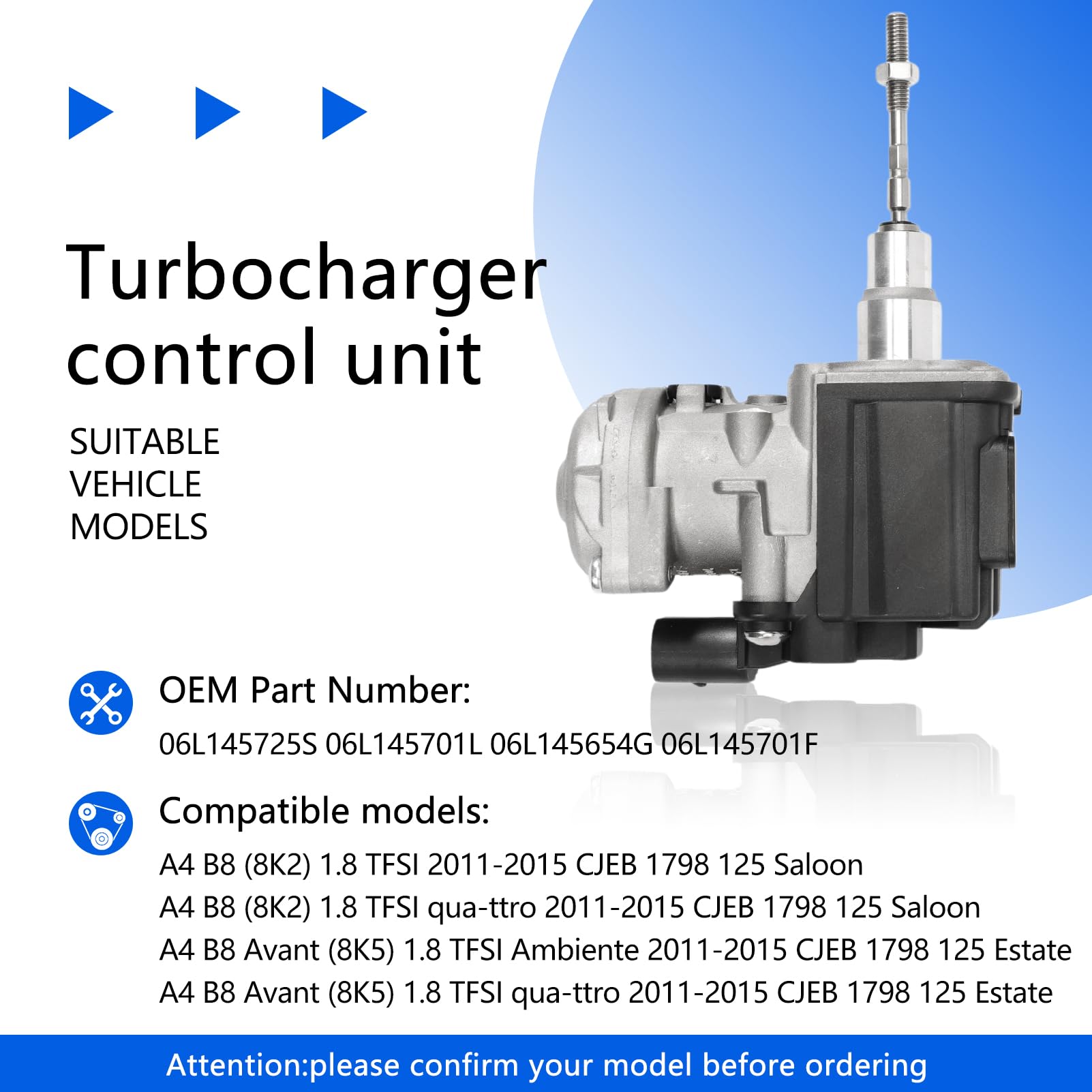 Appareil de commande de turbocompresseur, compatible avec A4 A5 A6 A7 1.8TFSI, régulateur de pression de turbocompresseur avec 06L145612M 06L145654C 06L145654CV 06L145725S