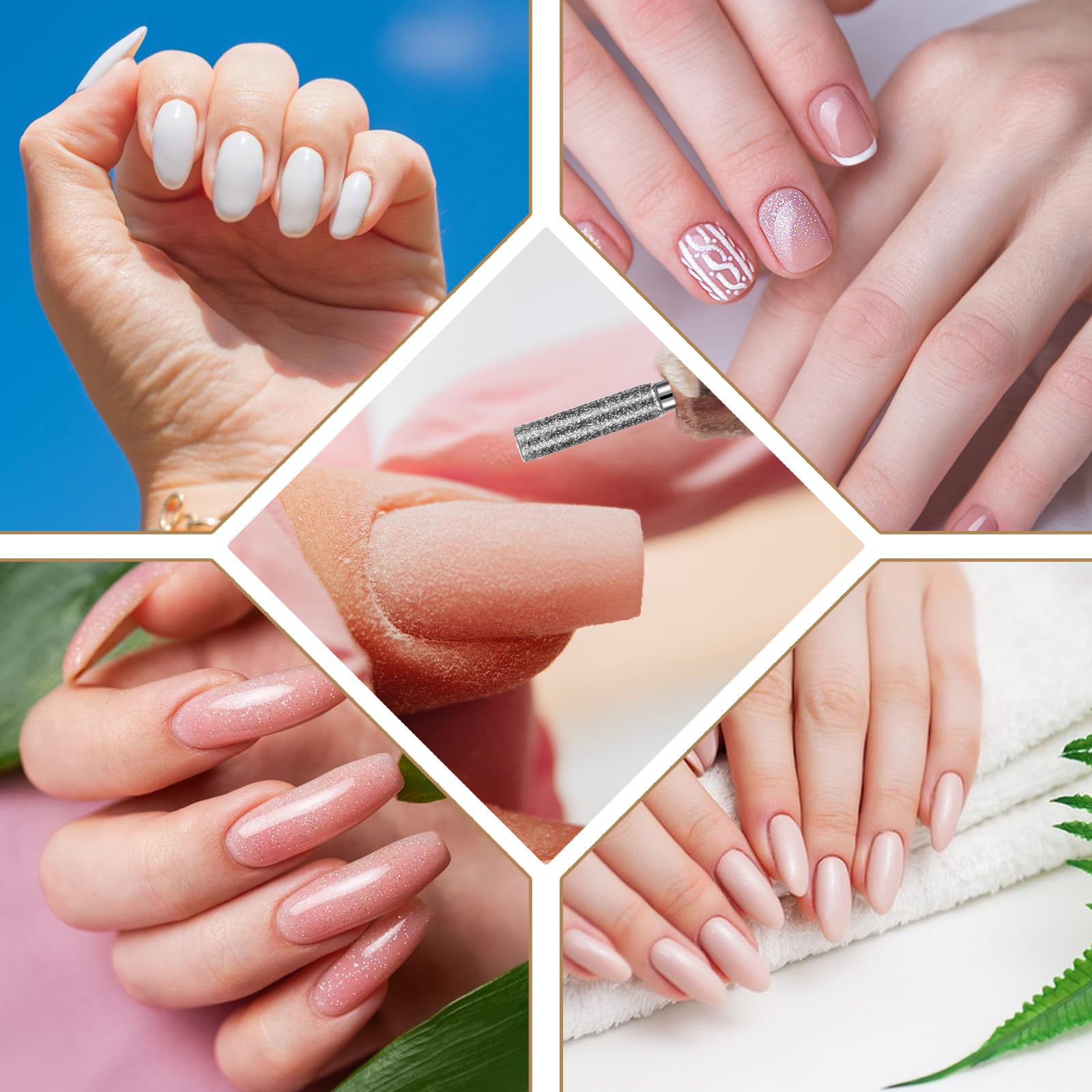Juego de 8 brocas para cutículas de 3/32 pulgadas, juego de brocas eléctricas para uñas de 3/32 pulgadas, máquina de lima de uñas eléctrica, brocas de uñas de diamante, kit de pulido de manicura y 5