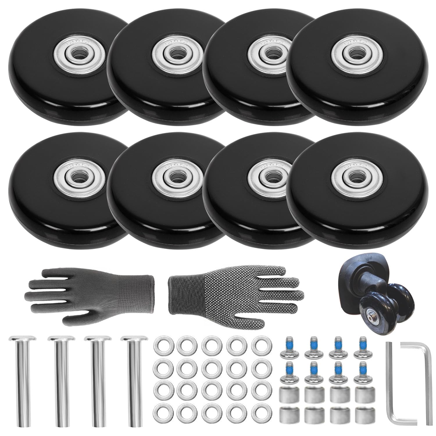 Luggage Suitcase Replacement Wheels 2.13" Diameter 4 Pcs 0.55" Thickness with Ball Bearings Wear-Resistant Mute Rubber Swivel Caster Repair Kits for