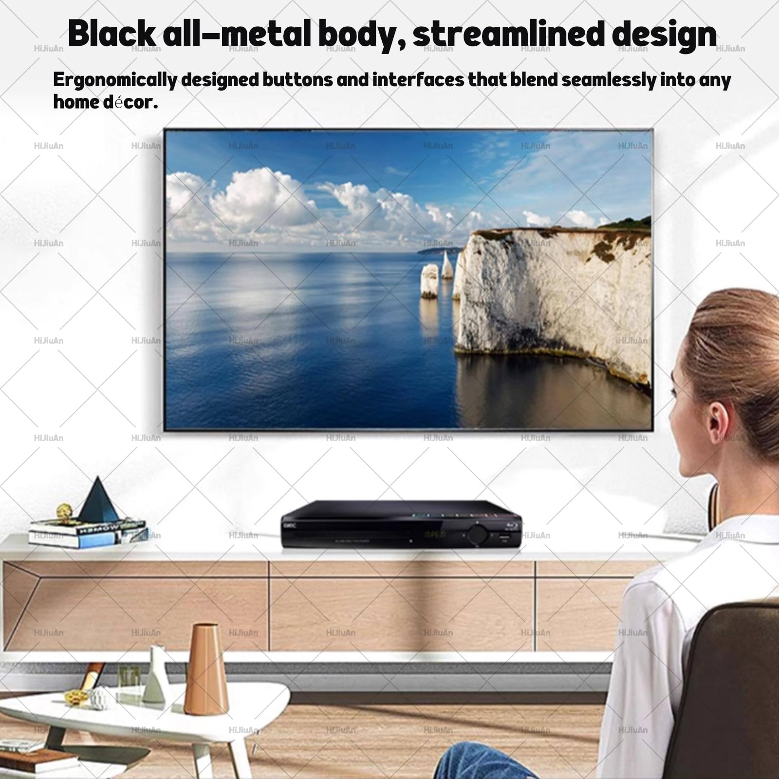 Odtwarzacz DVD bez regionu 1080P, odtwarzanie HDMI, wejście USB, obsługuje DVD, CD i VCD, zawiera kabel HDMI i pilot zdalnego sterowania do domowej rozrywki