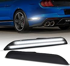 AUTOONE Upgraded Rear LED Side Marker Lights Compatible With Ford Mustang 2015-2023, White Parking Lamps, Smoked Lens Driver & Passenger Side Bumper Lights, 2PCS