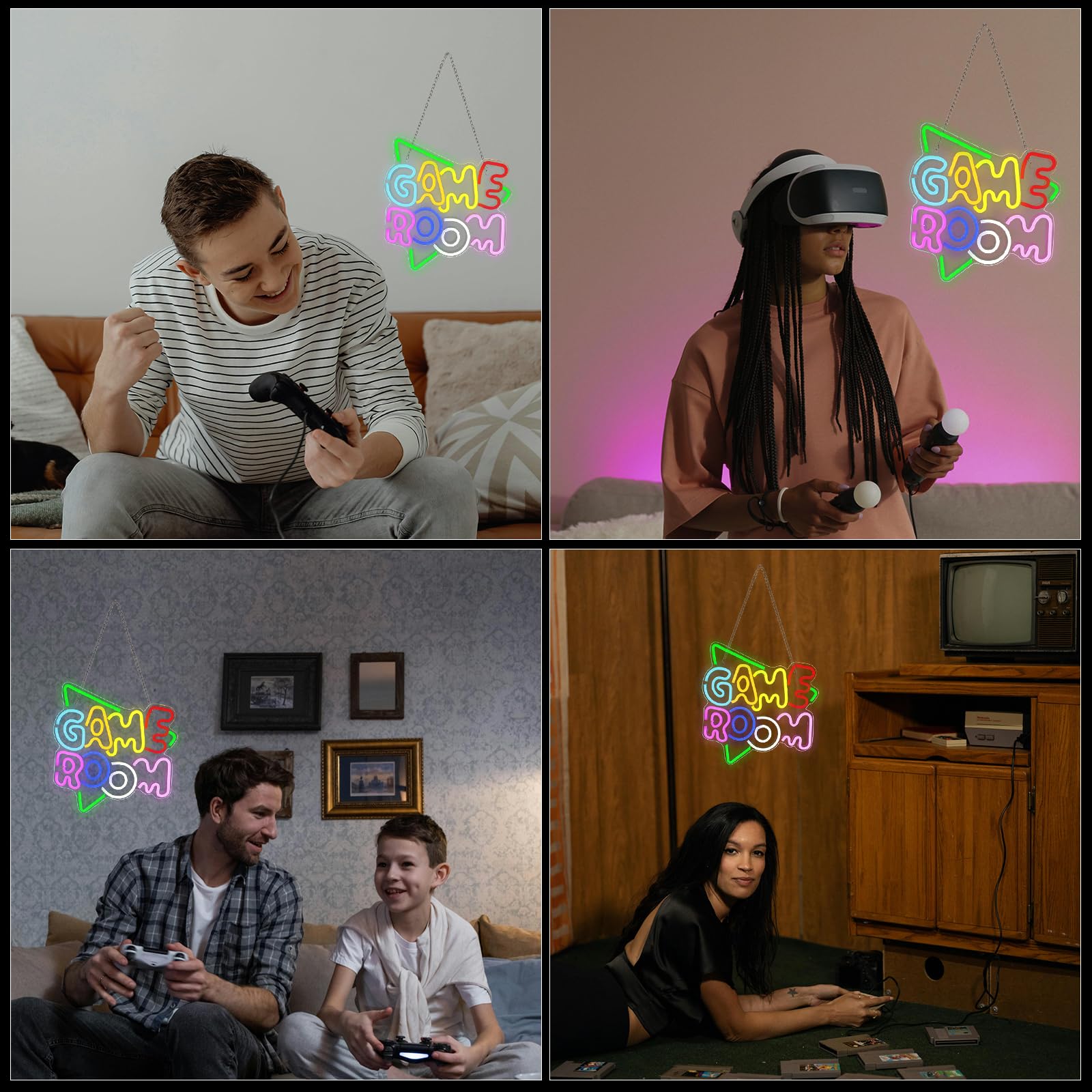 Gameneon - Letrero de neón verde para sala de juegos, decoración de habitación de jugadores, decoración de sala de juegos, luces LED de neón regulables, regalos para hombres, adolescentes, niños