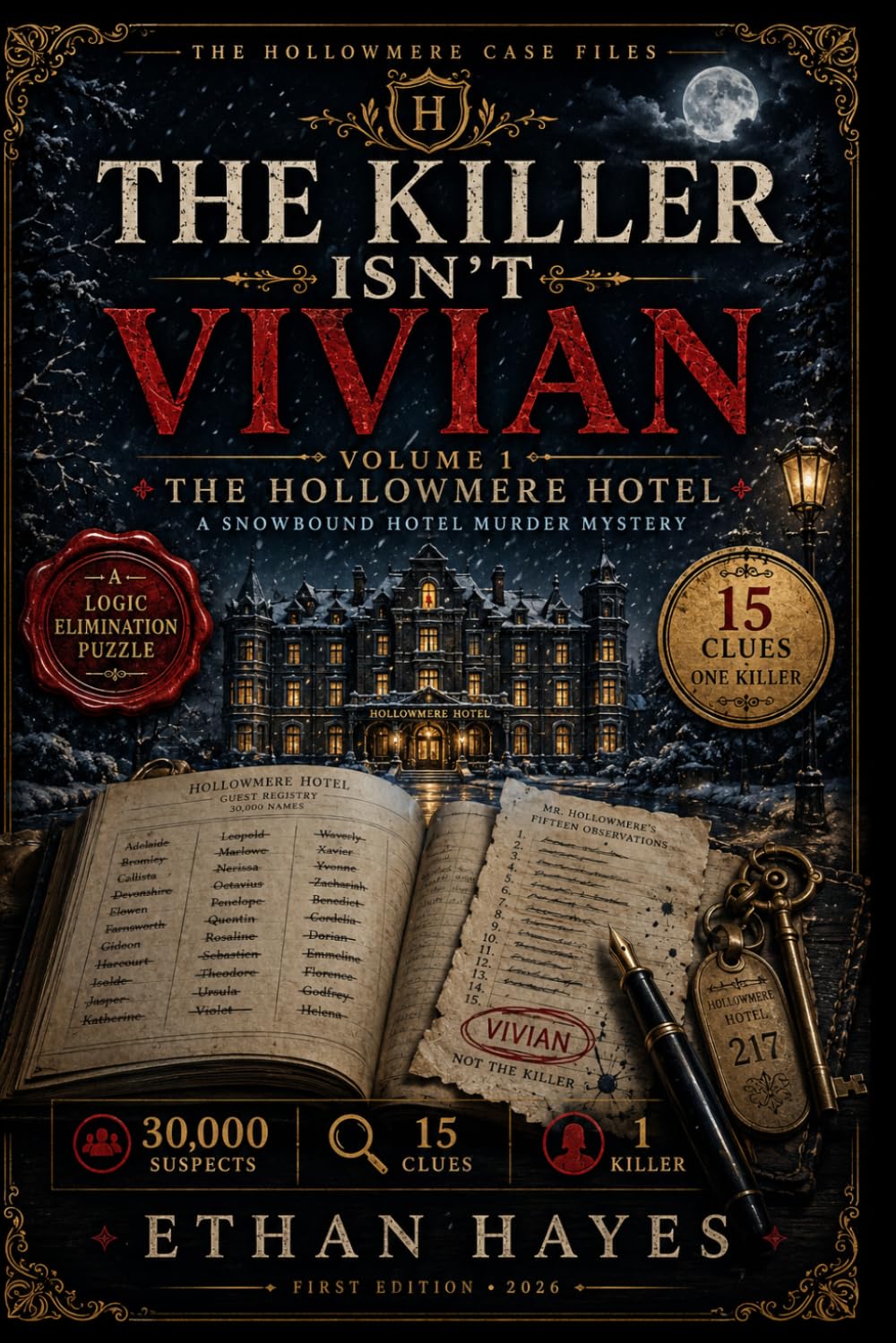 THE KILLER ISN'T VIVIAN: A Snowbound Hotel Murder Mystery 30,000 Suspects, 15 Clues, One Killer (THE MURDER FILES)