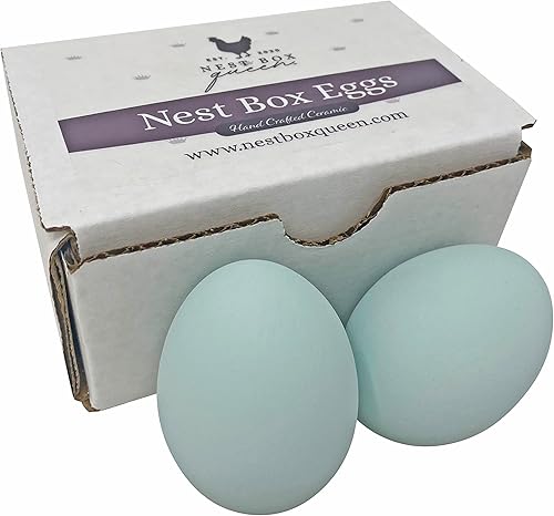 Miniatura 4 de Nest Box Queen Huevos de cerámica para nido de pollo para entrenamiento en caja nido, paquete de 2 (azul)