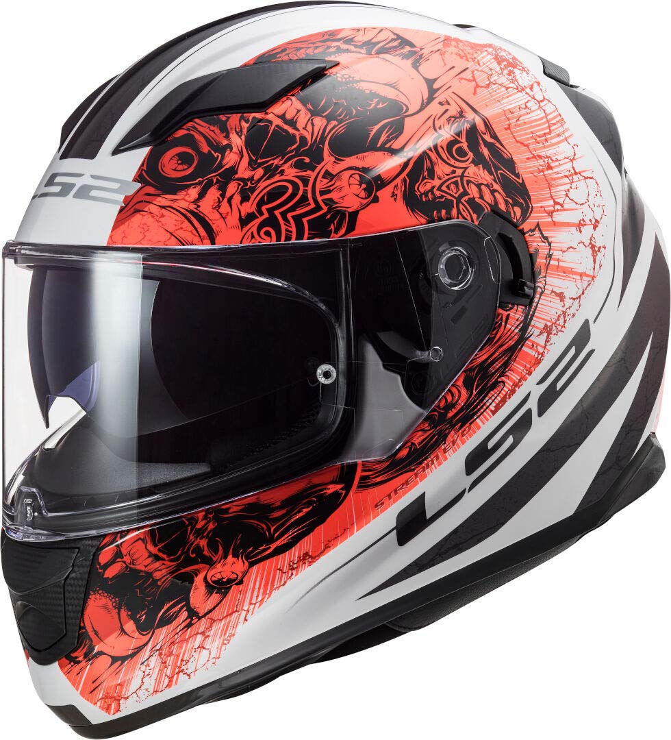 LS2103205454XXS Motorcycle Helmet Full Face FF320 Stream Evo, Unisex, White/Orange, XXS