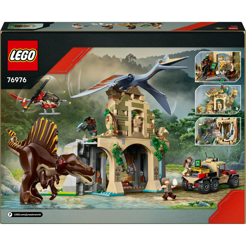 LEGO Jurassic World Powietrzna misja z kecalkoatlem i spinozaurem, figurki dinozaurów, interaktywna zabawka dla dziecka, zestaw dla 8-latka, pomysł na prezent dla chłopca i dziewczynki 76976