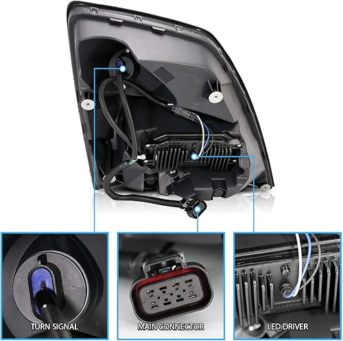 Miniatura 6 de AmeriLite Lateral Pssenger para Volvo 2004-2018 VNL y 2015-2018 VNX Negro 6000K Extreme LED High Low Beam Faros de repuesto