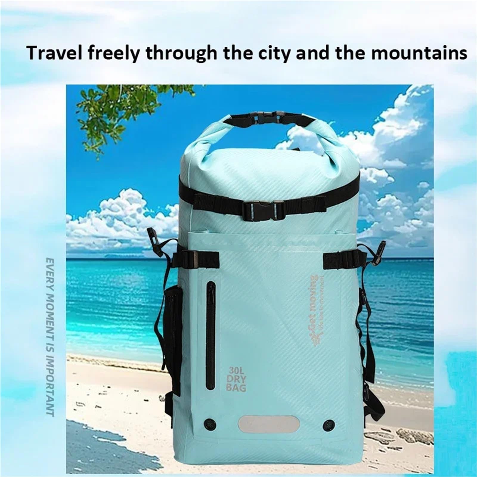 30L Dry Bag mit großer Kapazität, Trocken- und Nasstrennung, wasserdichter Schwimmrucksack for Reisen/Wassersport/Wandern, Aufbewahrungstasche FüR Wassersport Wandern Camping(Green)