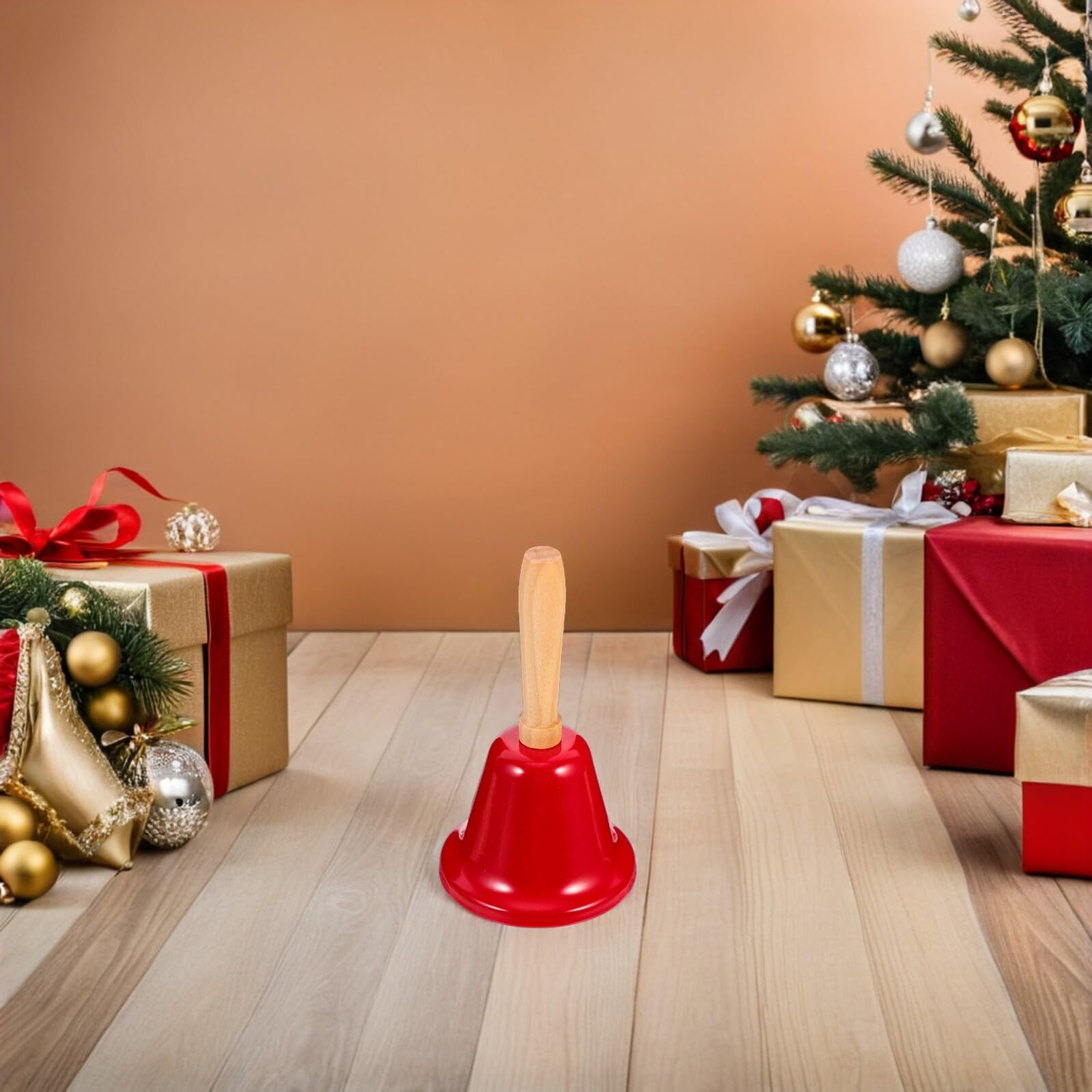 Sosoport 24 Pezzi Campanelli Mano Natalizi in Metallo con Manico in Legno Campanello di Servizio con Suono Forte per Feste Decorazioni Tavolo Chiesa e Richiami Nurse
