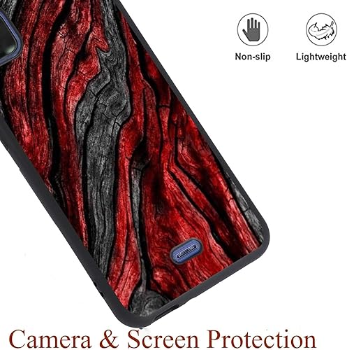 Miniatura 4 de Funda compatible con Wiko Life 3 U316AT, diseño retro rojo negro de grano de madera vieja para Wiko funda para hombres y mujeres, funda de silicona