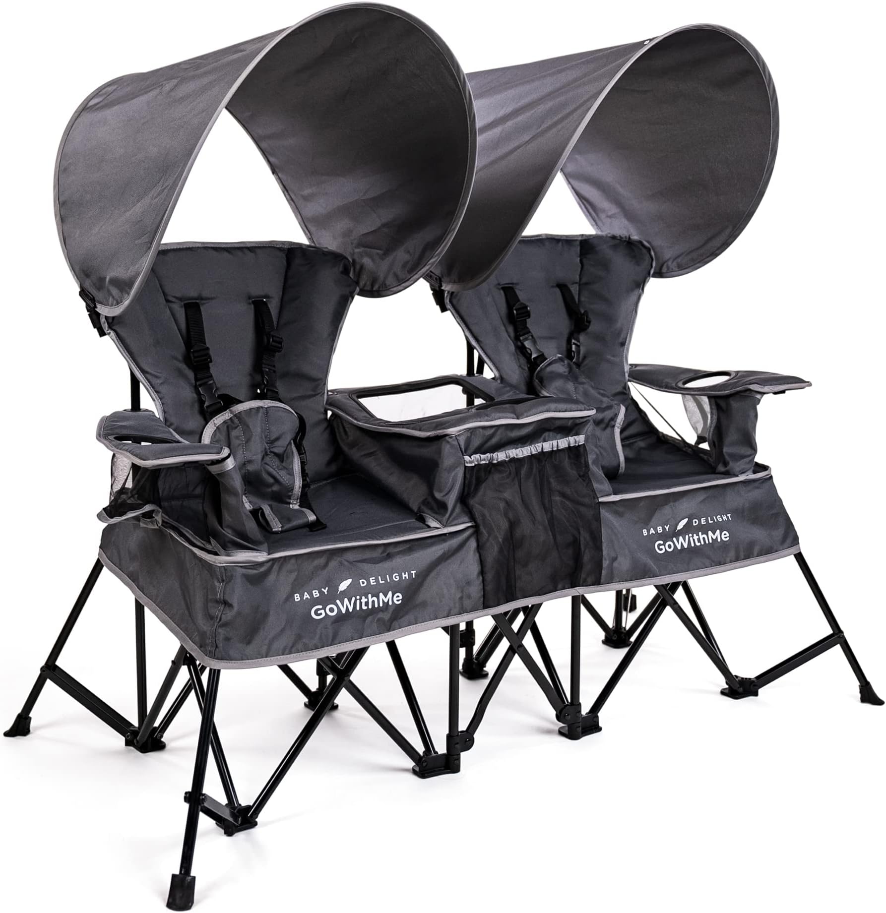 Baby Delight Go with Me Duo Deluxe Portable Chair | for Kids | Double Seat | Indoor and Outdoor | Grey