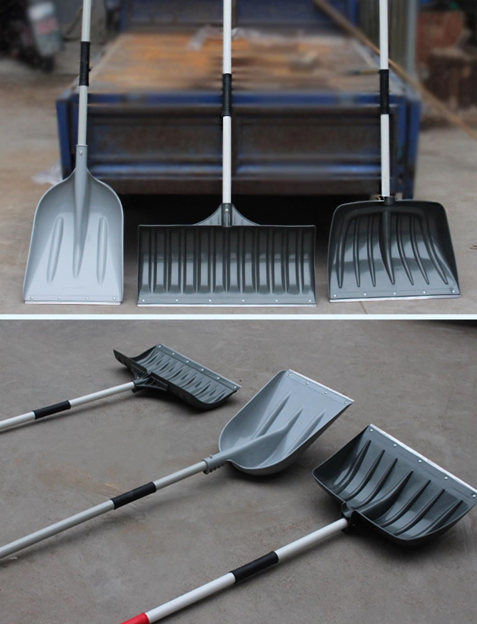 Schneeschaufel, große Kapazität, leicht, Aluminium, Schneeschaufel mit Eiskratzer, für Garten, Auto, Camping, Outdoor, Winter