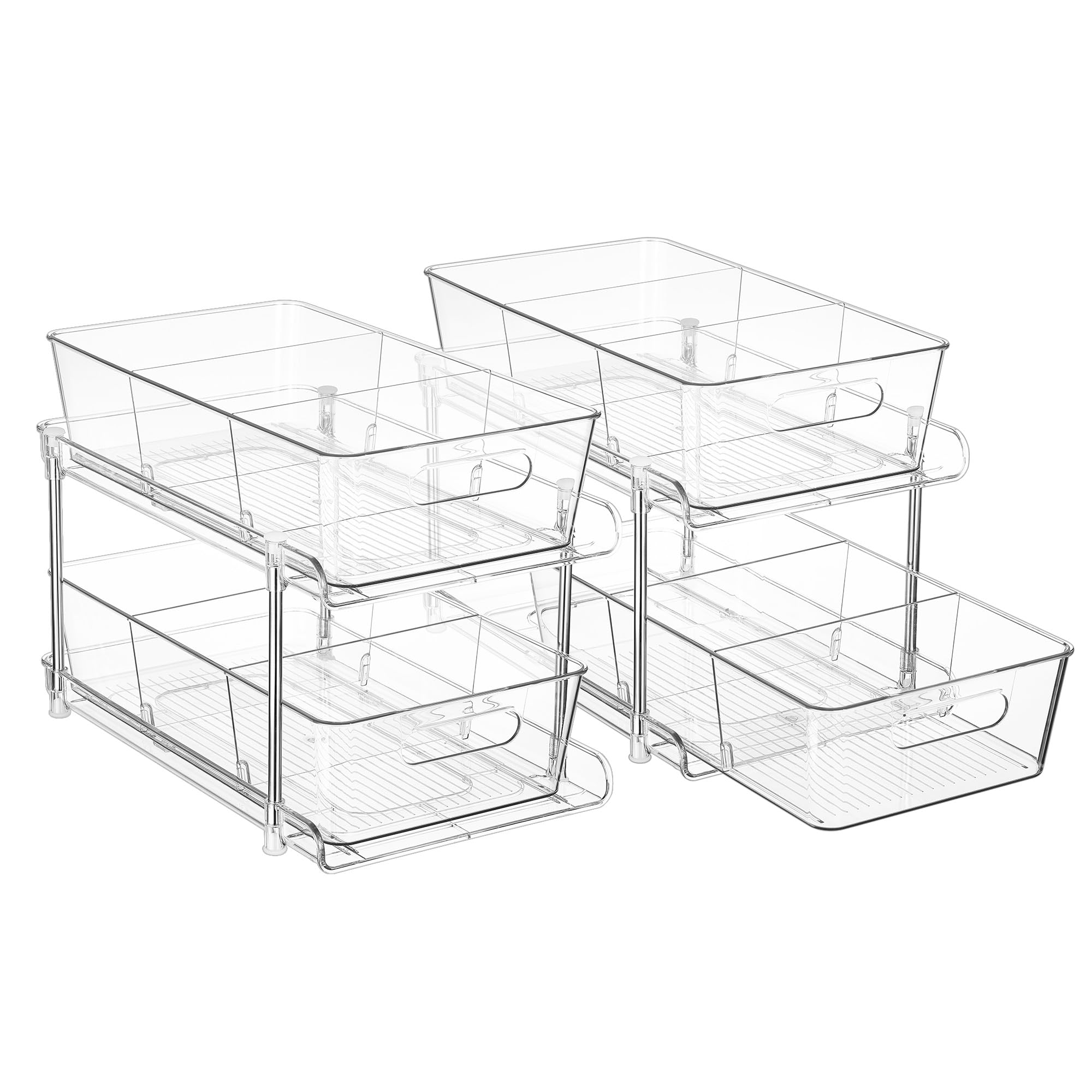 Vtopmart 2 Pack Larger Pull Out Bathroom Under Sink Organizer (M-Standard)