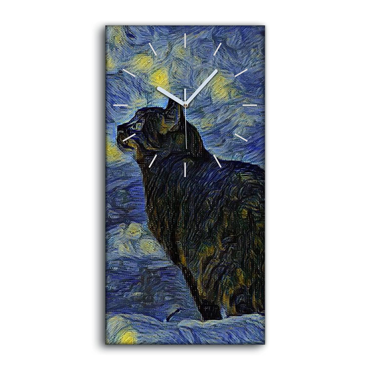Horloge sur toile art moderne au format 30x60cm avec motif étoiles de la nuit