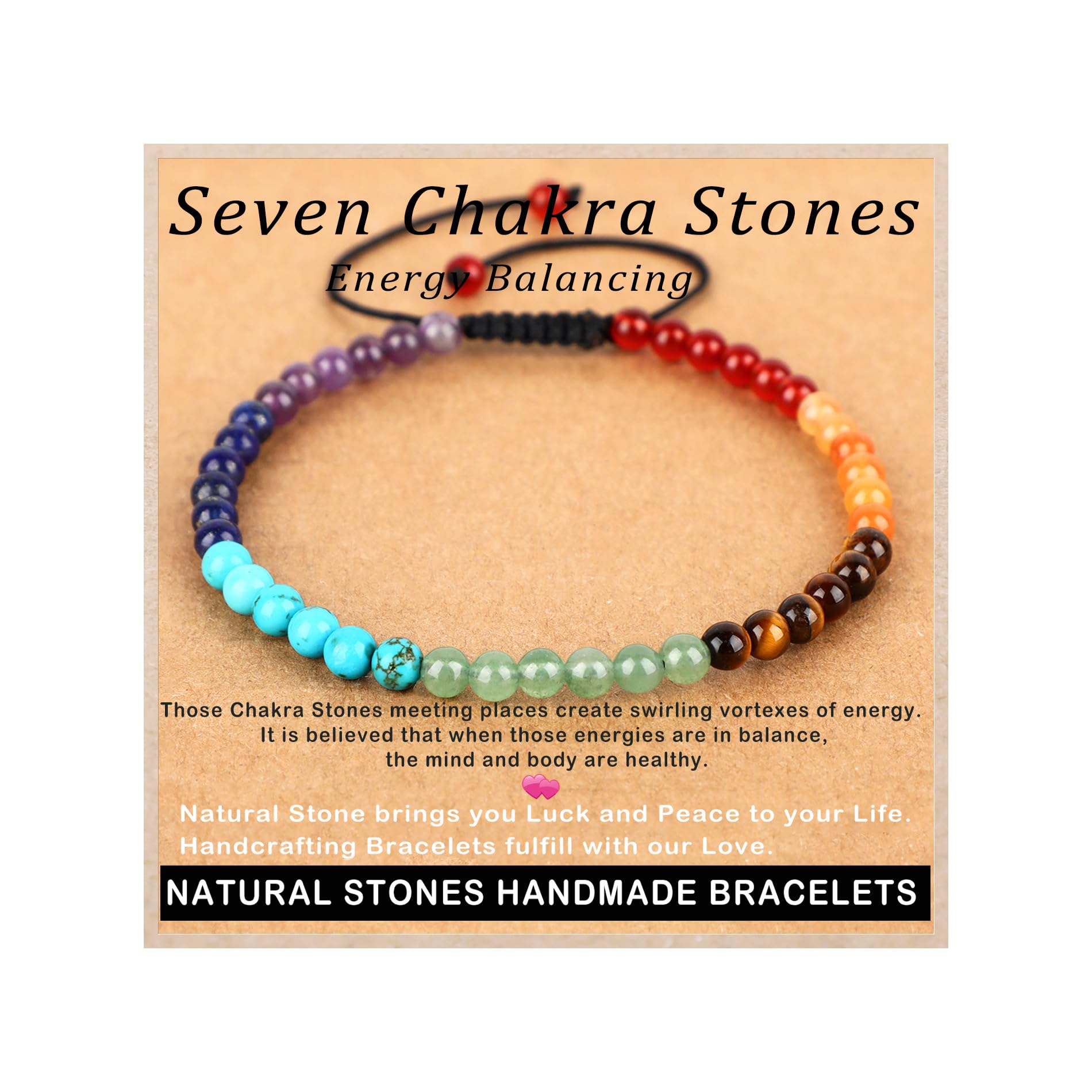 AD Beads Handcrafted Beaded Macrame Bracelet Stylish Customizable Jewelry for Men and Women Protection Healing Gemstone for Balance Wellness Positive
