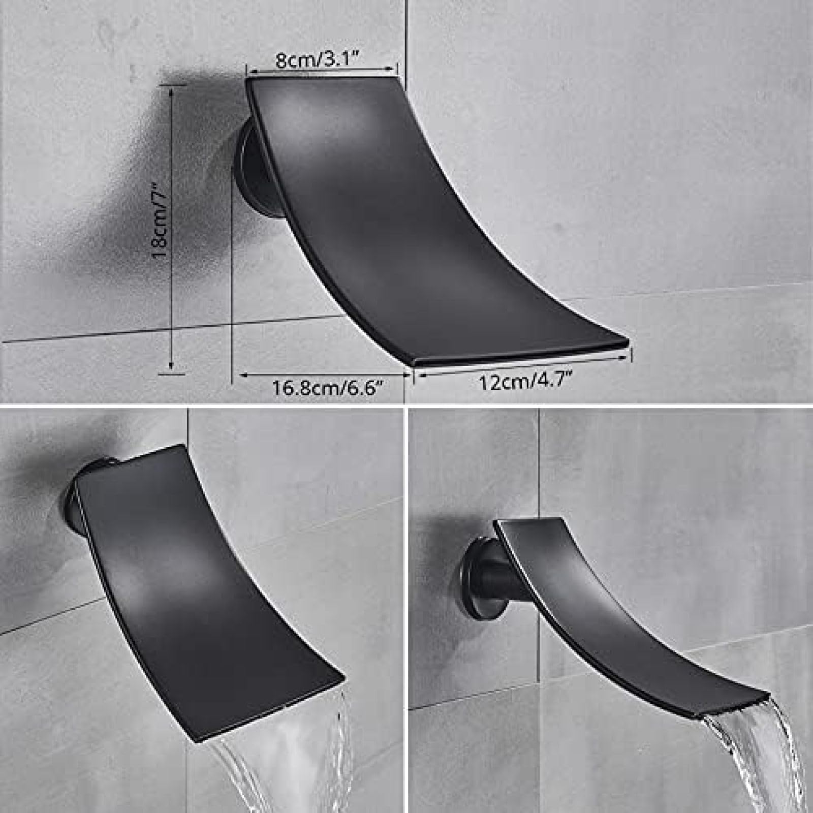 Schwarzes Thermostat-Duscharmatur-Set mit Regenduschkopf, Wand-Badewannenarmatur, 3-Wege-Armatur für 40 cm und 2-Wege-Armatur für 30 cm Deckenmontage, Luxus-Badezimmersystem