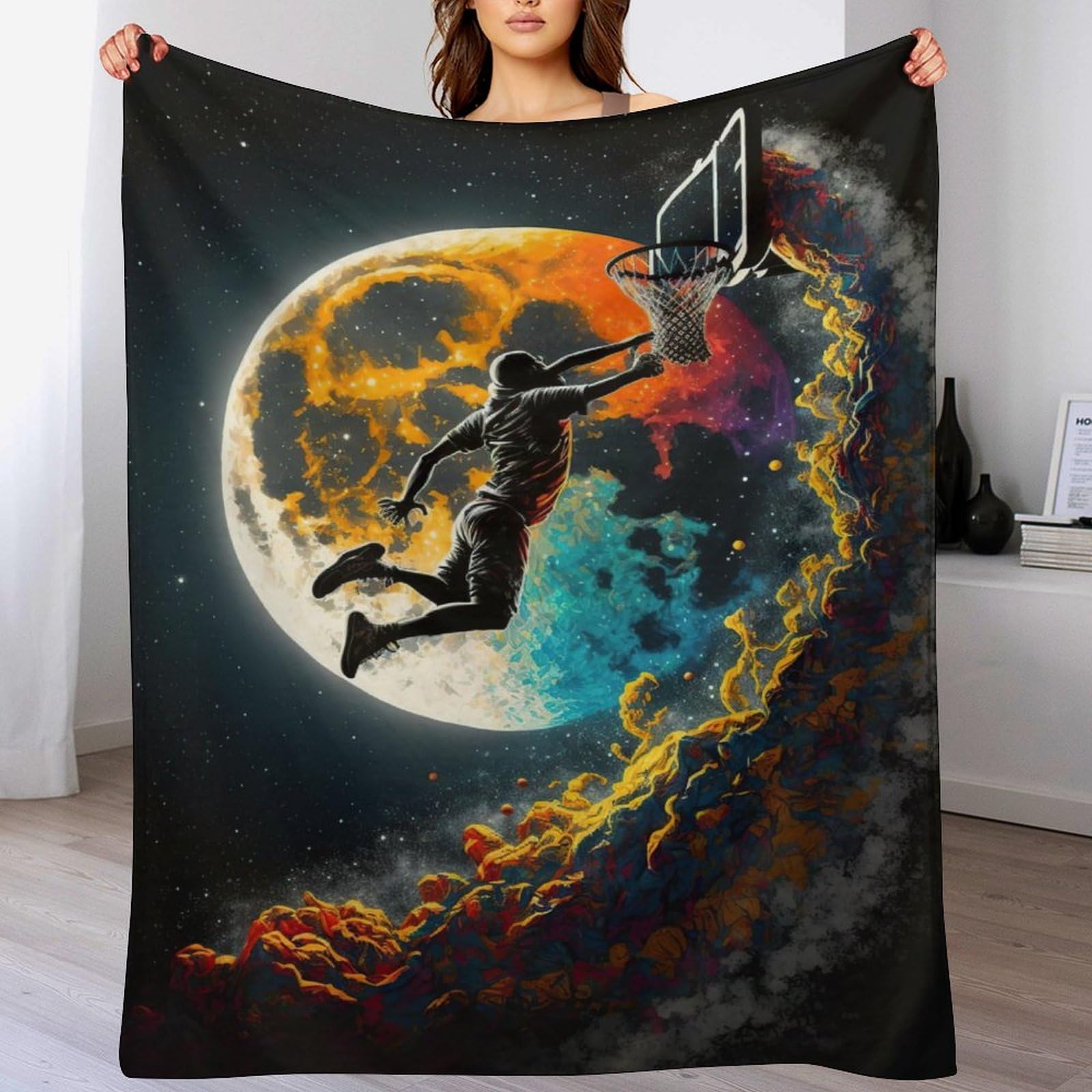 Couverture polaire basket-ball colorée pour réchauffer vos soirées match sur le canapé