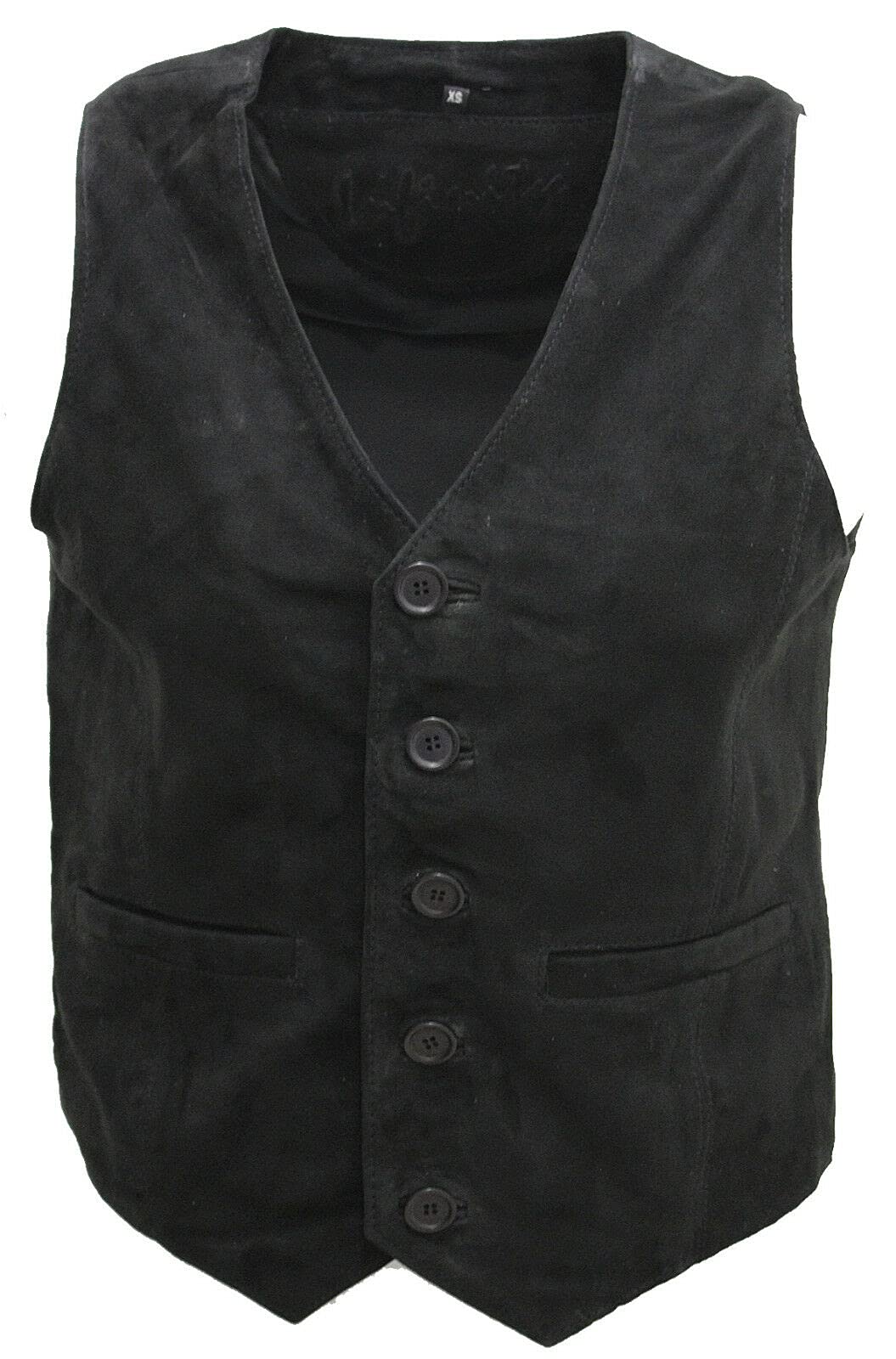 Infinity Leather Men's Black Smart Real Suede Leather Gilet Waistcoat Biker Fashion Vest L